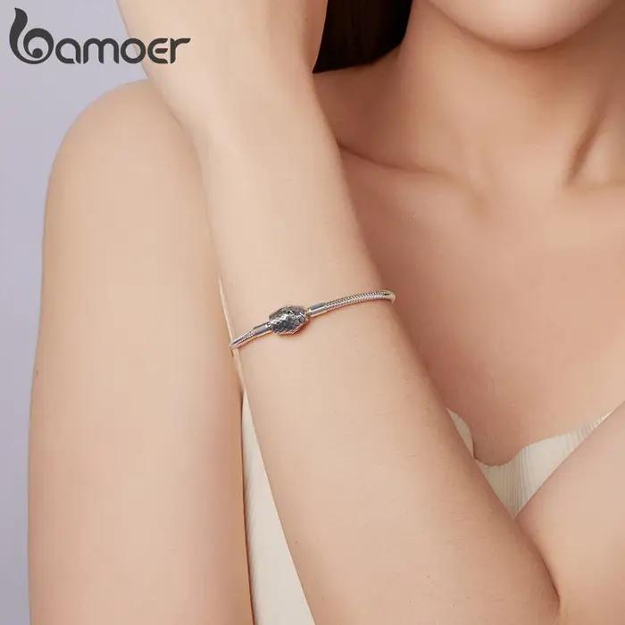 Bamoer 925 en argent Sterling classique chaîne de base serpent os
