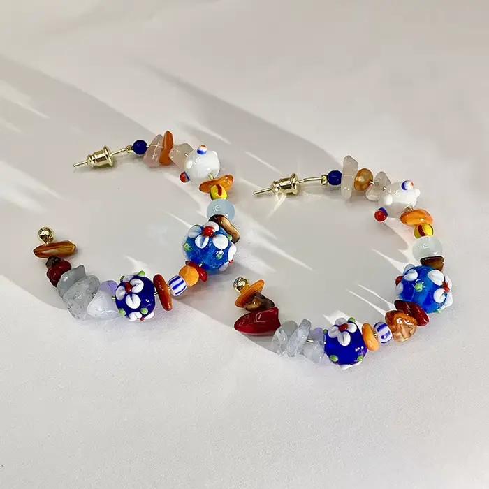 Boucles d'oreilles de style bohème, bijoux délicats et colorés pour femmes, accessoires multicolores