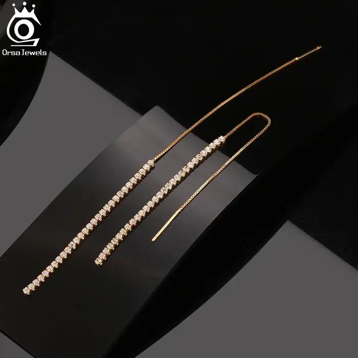 Boucles d'oreilles ORSA JEWELS en argent sterling 925 serties de zirconium blanc et perles d'eau douce pour femmes, cadeau idéal pour les occasions spéciales, soirées, mariages et anniversaires
