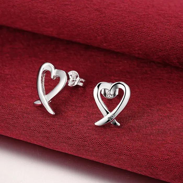Boucles d'oreilles en forme de cœur en argent Sterling 925