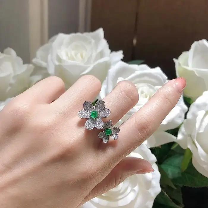 Bague de Doigt de Camélia Tridimensionnel Ajustable