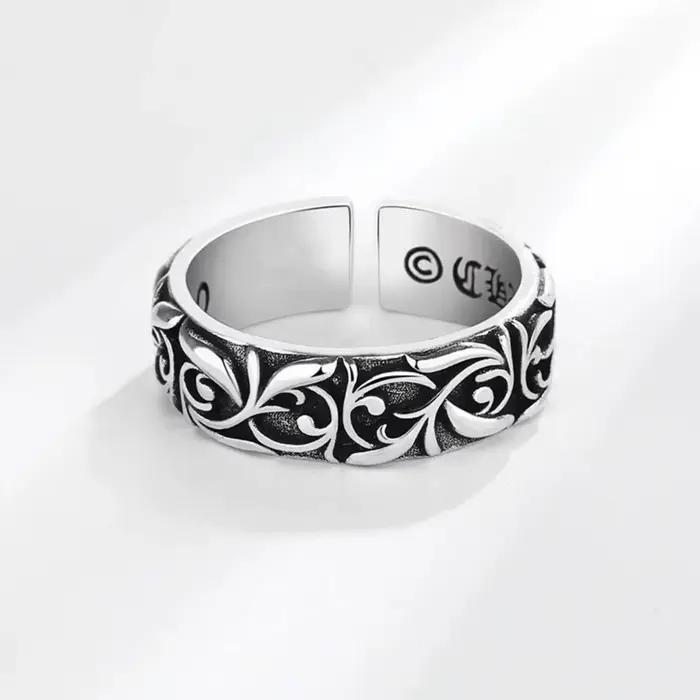 Bague Éternelle en Argent, Style Punk Gothique Vintage, Bague Ouverte pour Hommes et Femmes, Bijou U