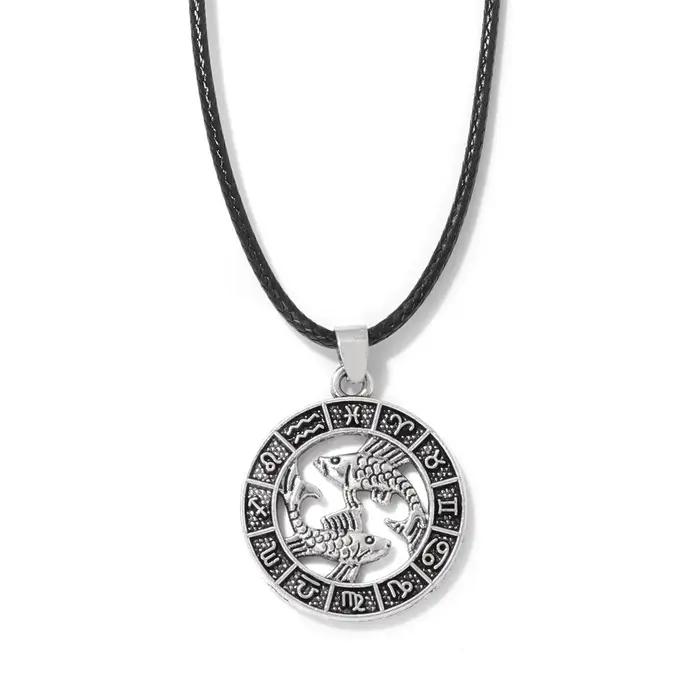Collier pendentif signe du zodiaque pour hommes et femmes