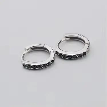 Boucles d'oreilles en argent sterling 925, géométriques, demi-cercle, zircon, pour femme et fille, s