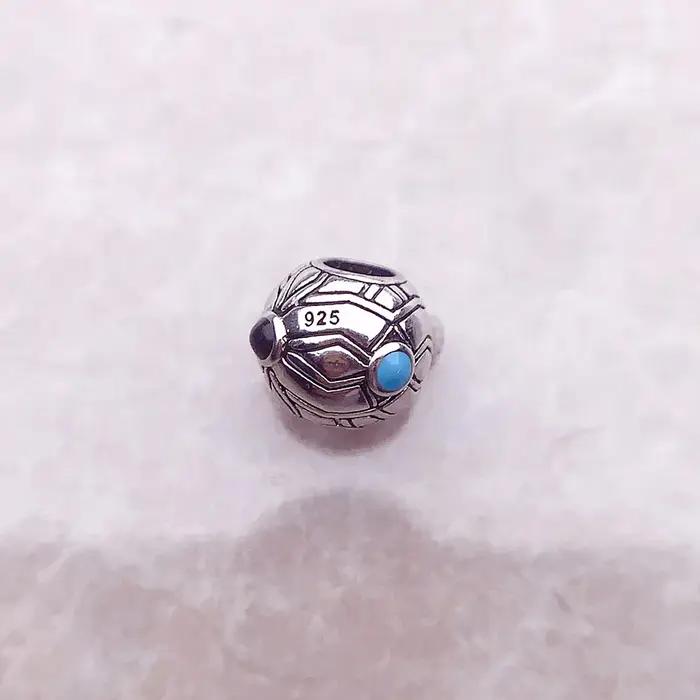 Accessoires de perles ethniques en argent regardé 925 pour hommes et femmes