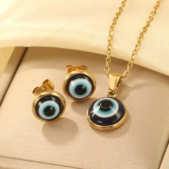 Ensemble de bijoux ronds minimalistes ASONSTEEL pour femmes, design moderne, acier inoxydable, or plaqué, pour occasions spéciales et tenues quotidiennes
