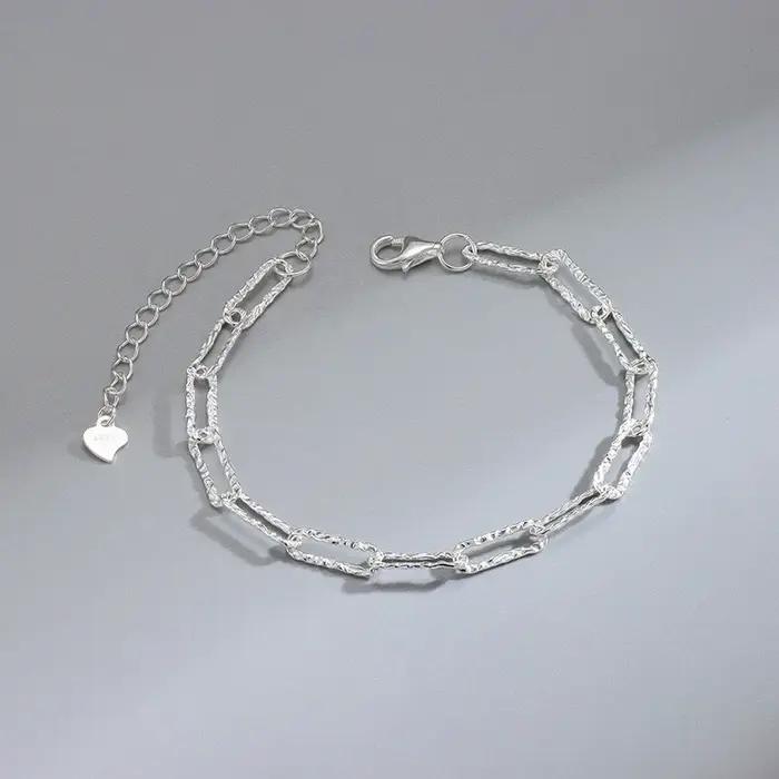 Bracelet en forme de cœur en argent regardé 925 pour femme, bracelets à breloques polyvalents, cadea