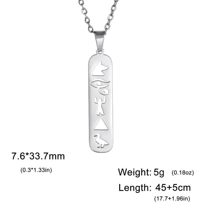 Skyrim-Collier Ankh égyptien Hiéroglyphes Acier inoxydable Oeil d'Horus Chaîne de cou Ancienne Egypt