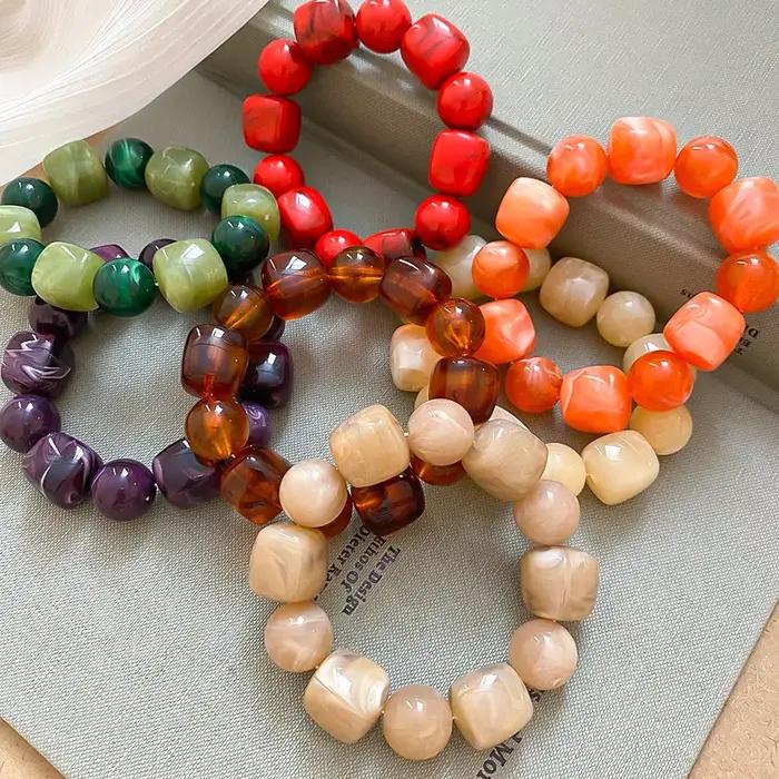Bracelet Bohème en Acrylique Ronds et Carrés pour Femmes Occasions Spéciales et Journées Casual