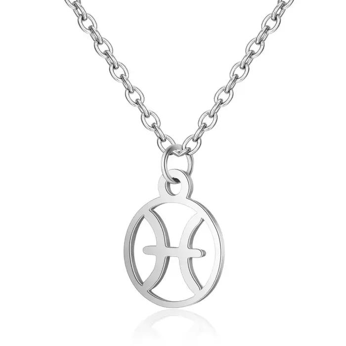 Oly2u acier inoxydable étoile signe du zodiaque 12 Constellation colliers ras du cou pendentifs bélier balance lion Collier cadeau d'anniversaire