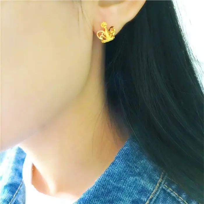 Boucles doreilles en or 24 carats couronne hypoallergeniques accessoire feminin pour femmes occasions speciales