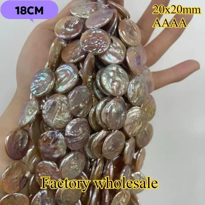20x20mm4A 18 cm violet Baroque rond grand Bracelet dames cadeau isolé perle en vrac bijoux MakeDIY collier
