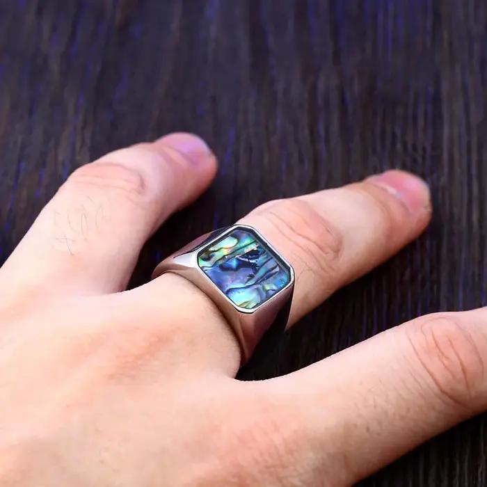 BEIER nouveau magasin bleu ciel coquille magnifique fond de mer luxe hommes bague mode coloré haute qualité bijoux LLBR8-591R