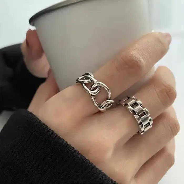 Bagues en argent Sterling 925, nouvelle mode créative, chaîne creuse croisée, bijoux de fête géométriques, cadeaux