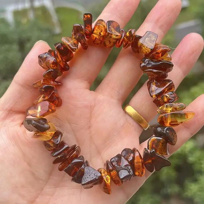 Bracelet en ambre irrégulier unisexe