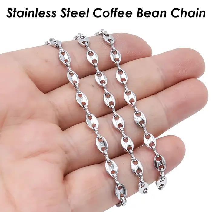 Chaîne en acier inoxydable doré motif grain de café