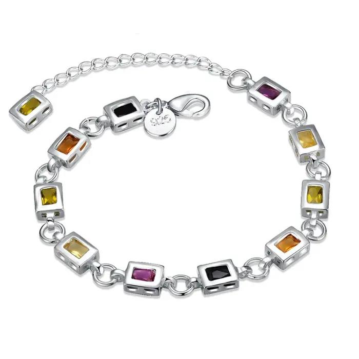 Bracelet en argent sterling 925 serti de zirconium blanc pour femmes occassions engagement mariage