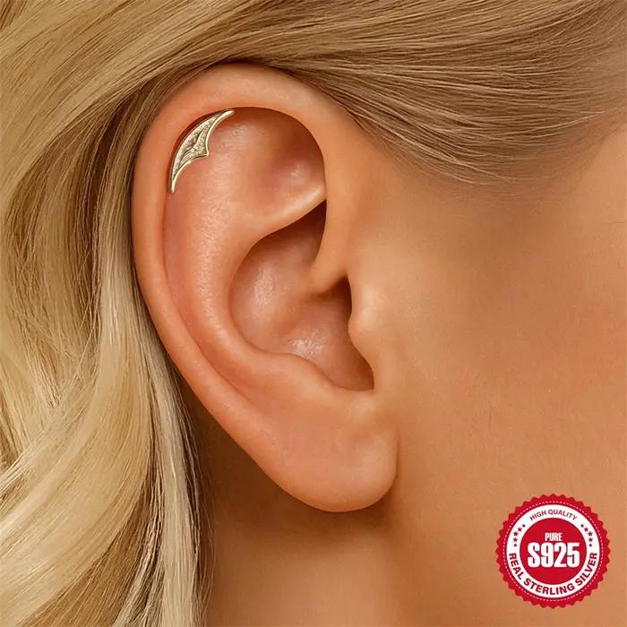 AIDE 925 argent Sterling 1 pièce brillant géométrique voilier caché Helix Piercing boucle d'oreille pour les femmes Punk bijoux personnalités mode