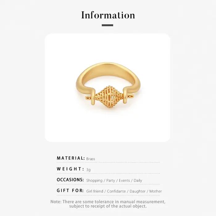 Bague gourde rétro en maille creuse plaquée or 18 carats pour femmes, design audacieux et élégant, idéal pour les occasions spéciales et le quotidien