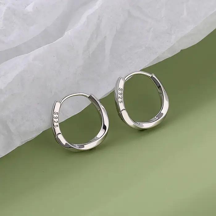 Boucles d'oreilles rondes simples en argent Sterling 925 pour femmes
