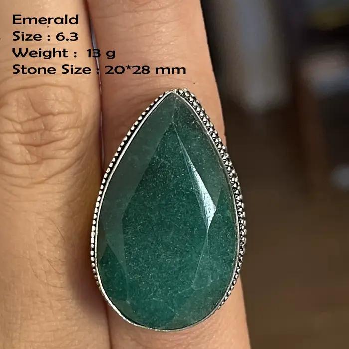 Bague en émeraudes véritables, bijoux fait à la main pour femmes, cadeau pour occasions spéciales et quotidiennes