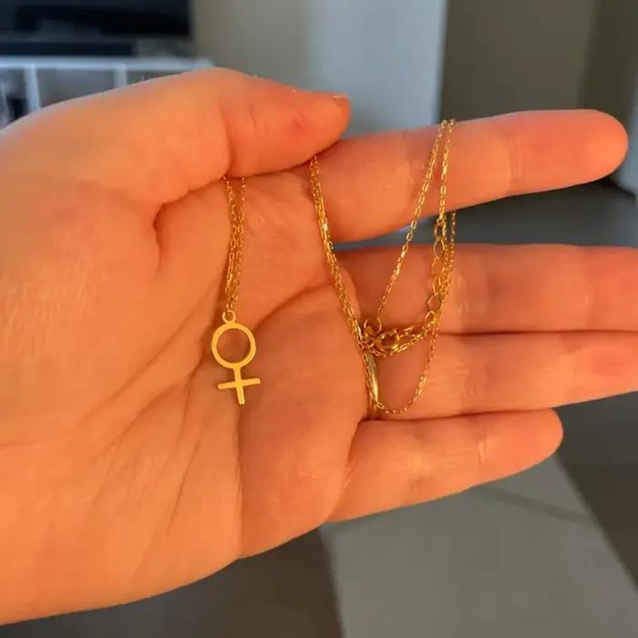 Collier Symbole Venus Bijoux Féminisme Pendentif Argent Sterling Femme Occasions Spéciales Collier Mode Pendentif Geométrique