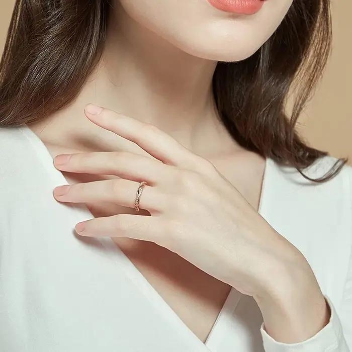Alliance de fiançailles en cuivre plaquée argent sertie de zirconium pour femmes, occasions spéciales, engagement romantique