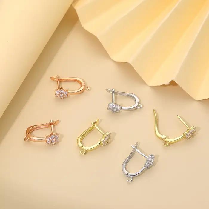 Fermoirs à crochet en cuivre plaqué or 18K et zirconie cubique AAA pour créations de bijoux personnalisées et hypoallergéniques femmes occasions spéciales