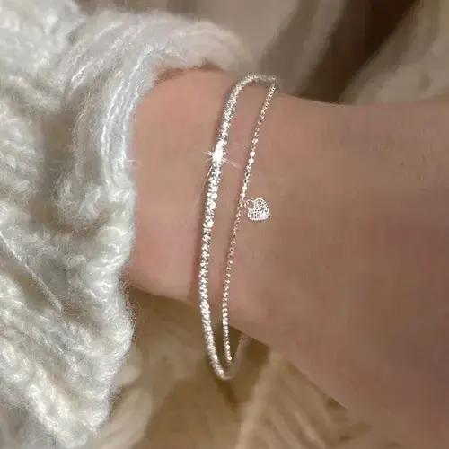 Bracelet en argent sterling 925 avec nœuds et perles pour femme occasion anniversaire cadeau chic et moderne élégant simple tendance