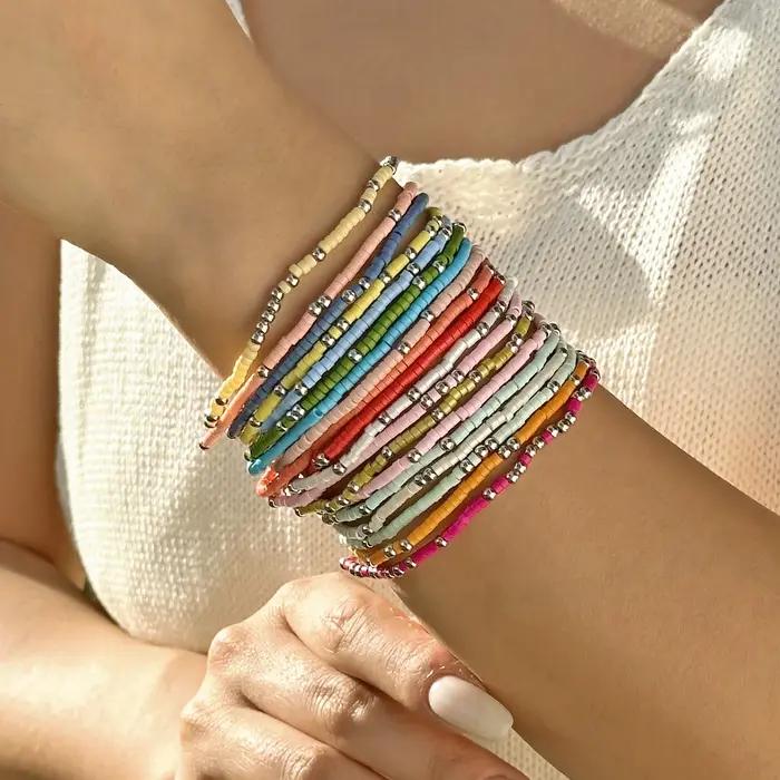 Ensemble de Bracelets bohème en perles de riz colorées pour femmes