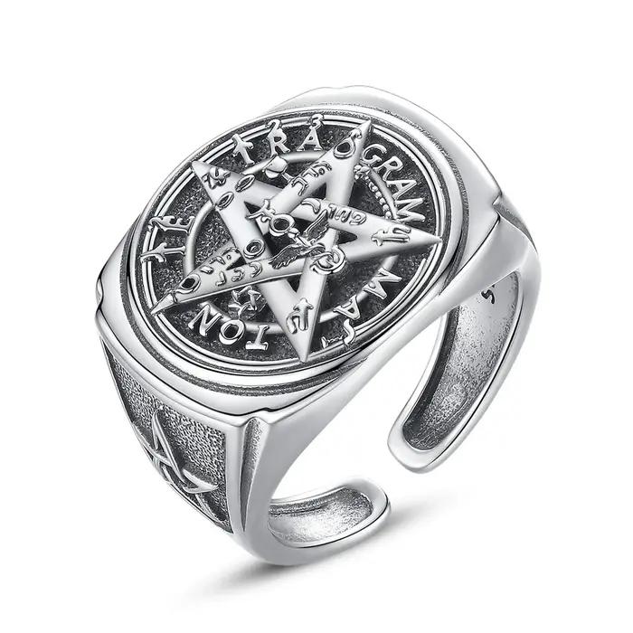 Eudora-Bague Ajustable Pentagramme en Argent Sterling 925