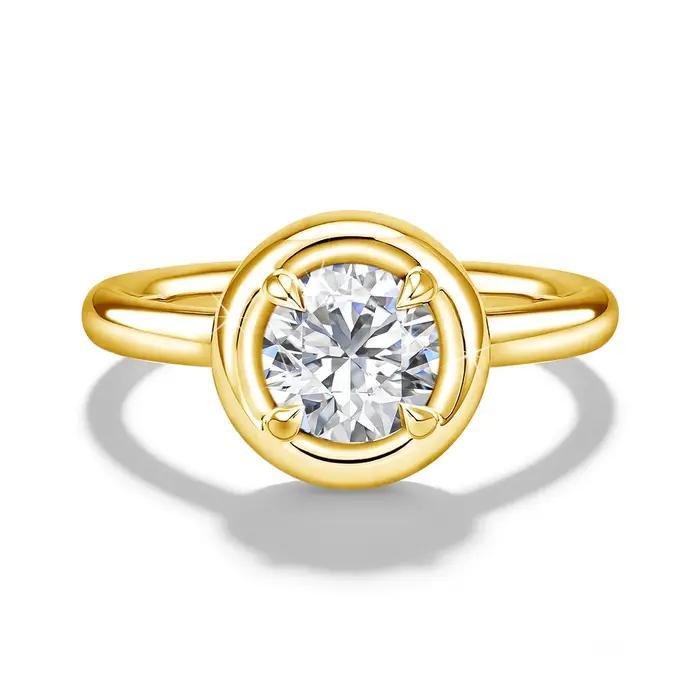 Bague solitaire ronde en Moissonite en argent Sterling 925 pour occasions spéciales bijou fin cadeau d'anniversaire pour femme alliance de mariage engagement romantique