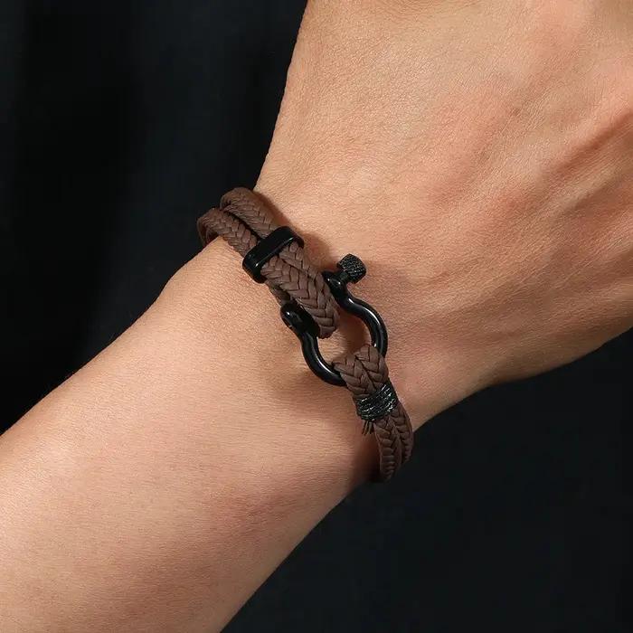 Bracelets en corde de cuir décontractés pour hommes et garçons