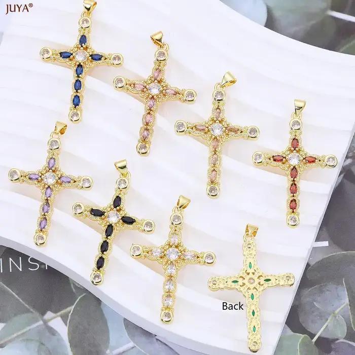 Pendentif en Pierre Naturelle de Luxe avec Croix de Jésus