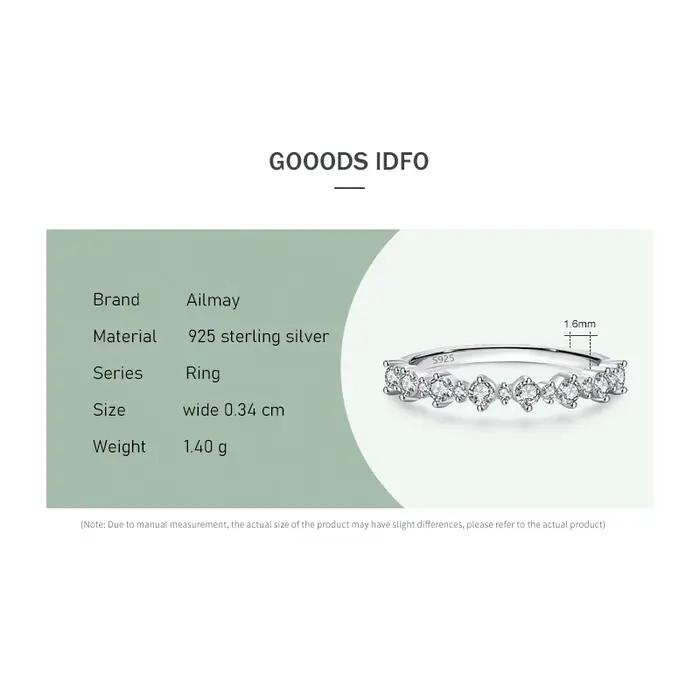 Bague Ailmay en Argent Sterling 925 Sertie de Zircone Brillante Anneau Empilable pour Femme Occasions Spéciales