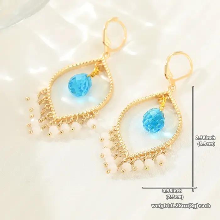 Boucles d'oreilles pendantes dorées style bohème avec perles d'imitation