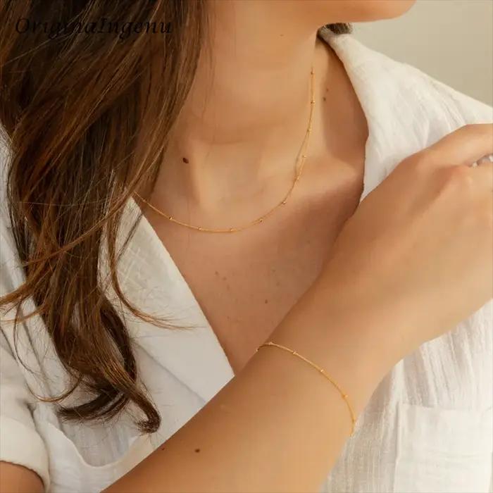 Ensemble de bijoux satellite rempli d'or 14 carats pour femmes