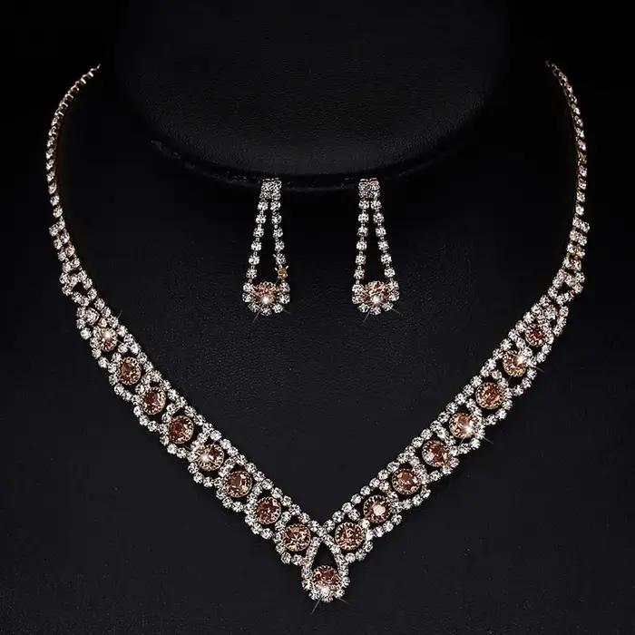 BLIJERY mode demoiselle d'honneur ensembles de bijoux de mariée pour les femmes strass cristal collier boucles