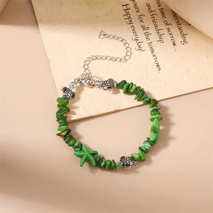 Bracelet Bohème Fait Main avec Perles pour Femme, Breloques Coquillages et Étoiles de Mer, Bijoux d'Été pour Filles, Cadeaux de Vacances à la Plage