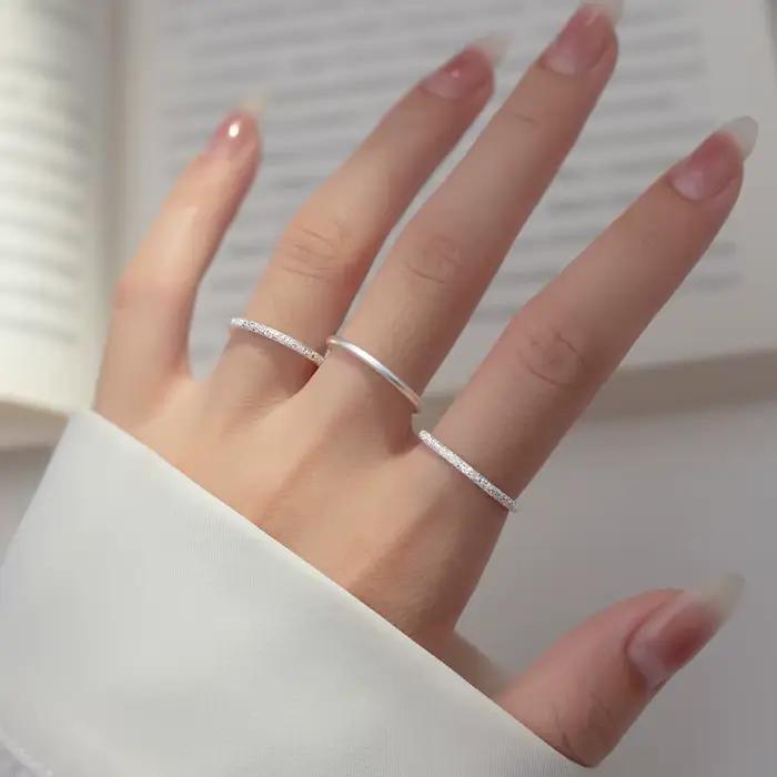 WANTME 999 bague en argent Sterling Premium mat minimaliste pour femmes hommes mode Couple scintillant INS bijoux accessoires