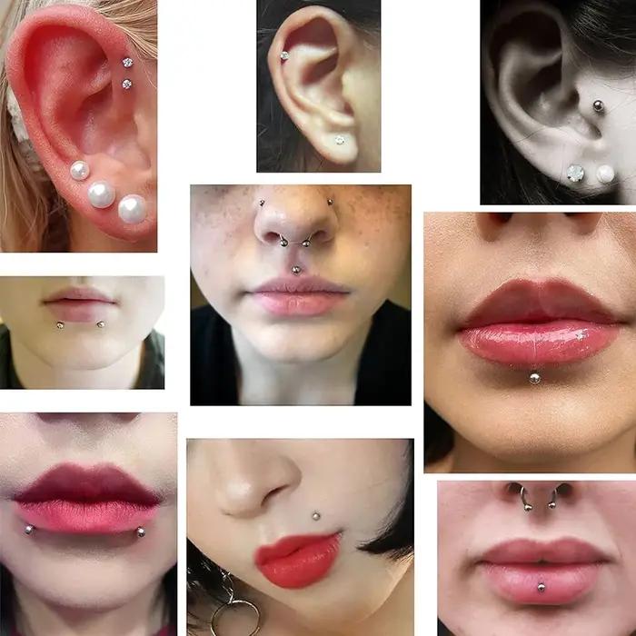 12 pièces/lot Labret Piercing ensemble acier chirurgical CZ zircone lèvre goujon barre boucle d'oreille Helix Cartilage Tragus corps bijoux 16G