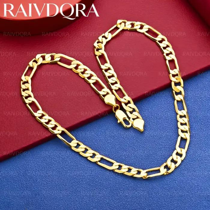 Collier chaîne plaqué or 18 carats, 40-75cm, 8mm, pour femmes et hommes, bijoux à la mode, accessoires de fête classiques et élégants, cadeau