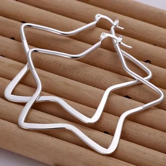 Offre spéciale 925 en argent Sterling grandes boucles d'oreilles belle belle mode classique étoile b