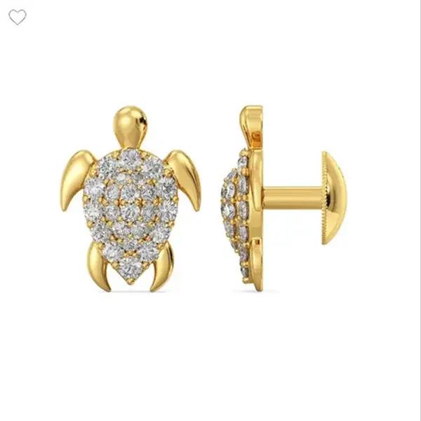 Boucles d'oreilles tortue de mer en cristal blanc pour femmes