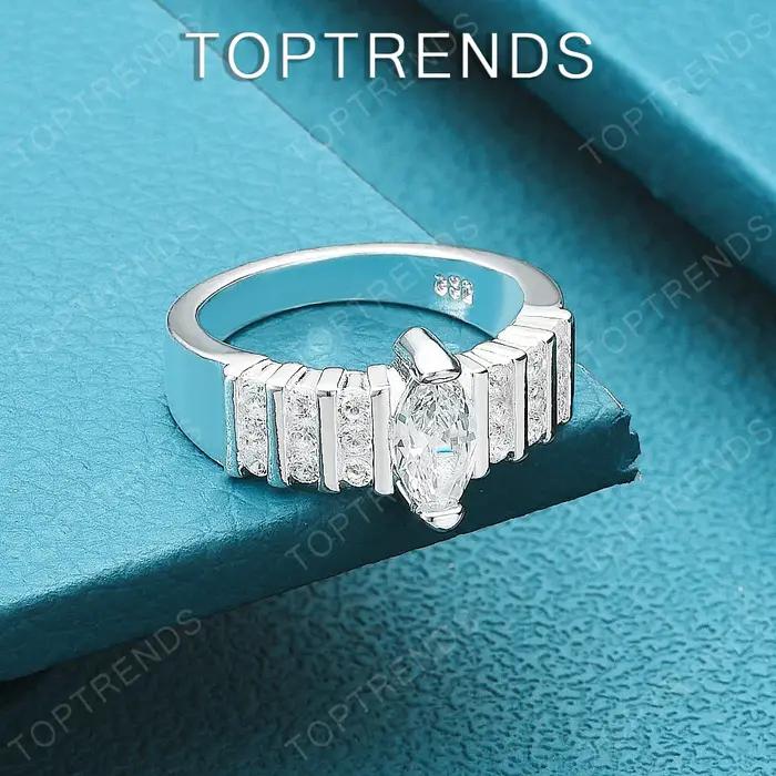 Bague de mariage ronde en argent sterling 925 incrustée de zircon ovale, accessoires de luxe nobles pour couples, pour femmes, mode et soirées