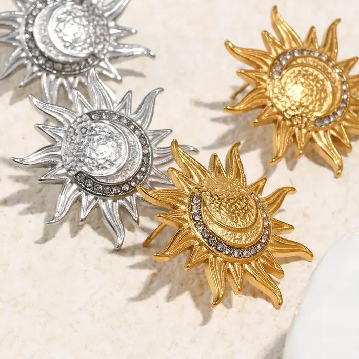 E.B.belle – boucles d'oreilles soleil en acier inoxydable
