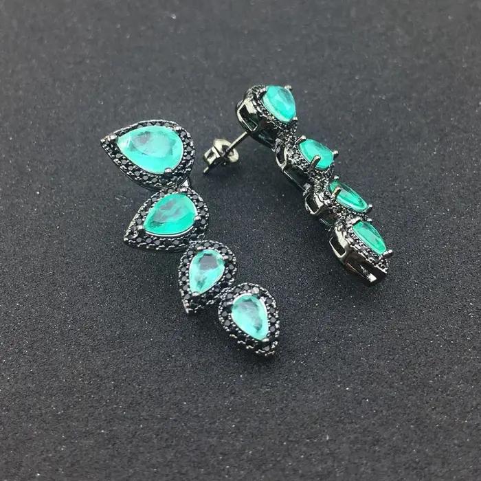 FFGems-Boucles d'Oreilles en Émeraude Synthétique pour Femme