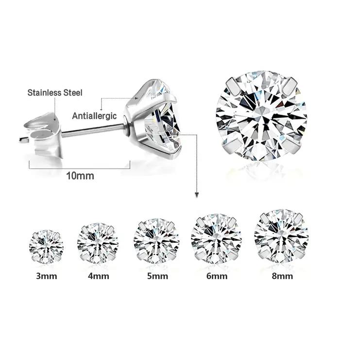 Boucles d'oreilles de luxe en cristal de zircon pour homme et femme modernes avec piercings cartilagineux anti-allergiques occasions spéciales