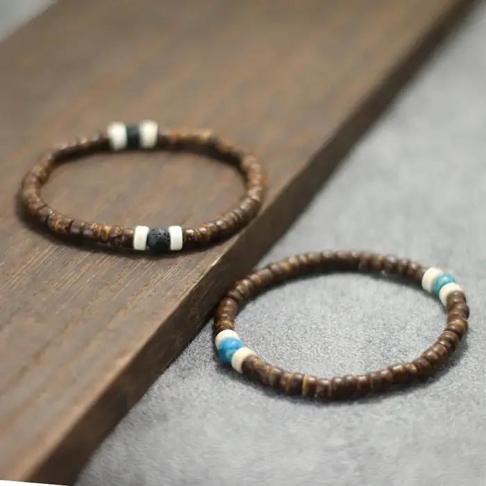 Bracelet en bois d'ampli naturel Howlite fait main pour homme et femme occasions spéciales cadeau anniversaire mariage professionnel