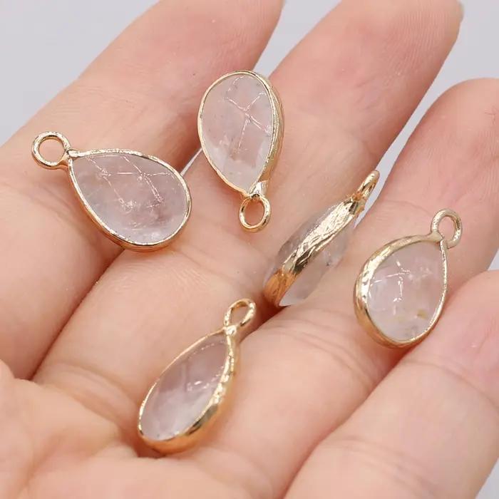 Bord doré en forme de goutte d'eau en pierre naturelle, beau collier de bricolage, bracelet de bijou